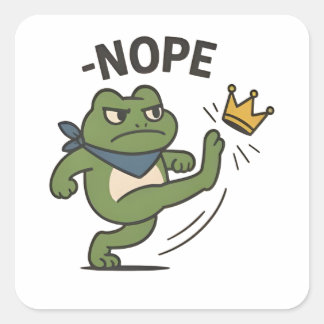 Adesivo Quadrado No Kings in America Frog No Kings Democracy
