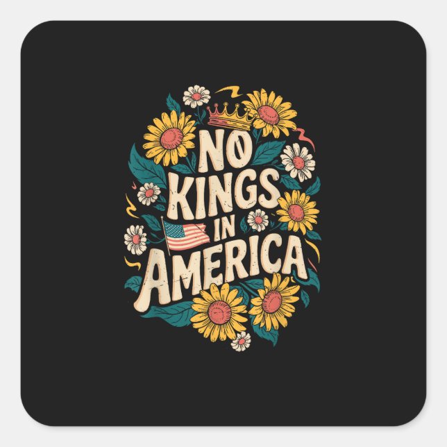 Adesivo Quadrado No Kings In America We The People Political (Frente)
