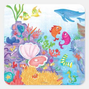 Adesivo Quadrado No Oceano