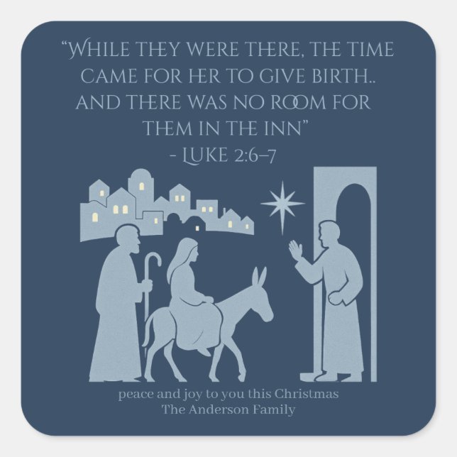 Adesivo Quadrado No Room at the Inn Sticker – Nativity Scene (Frente)