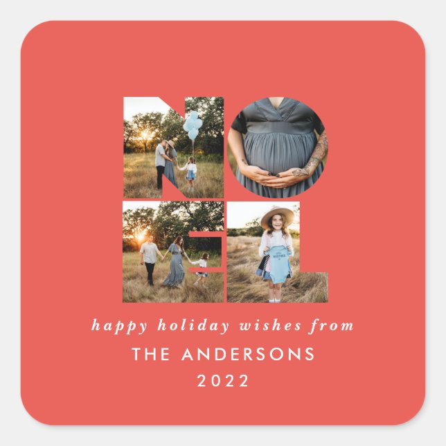 Adesivo Quadrado Noel Christmas bold 4 foto simples Holiday (Frente)