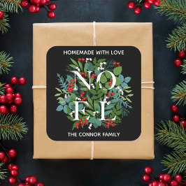 Adesivo Quadrado NoEL Holly Berries Homemade Natal