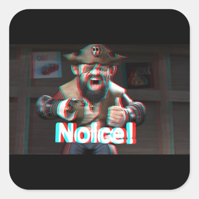 Adesivo Quadrado Noice! Badaz Beard 3D (Frente)