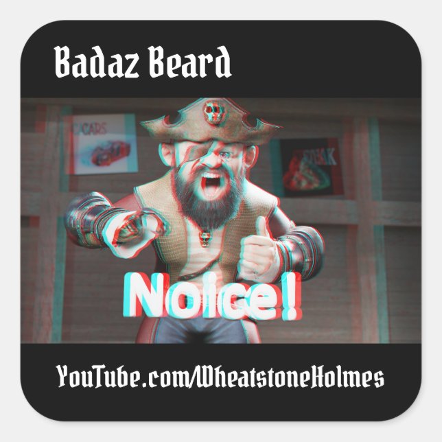 Adesivo Quadrado Noice! Badaz Beard 3D (Frente)