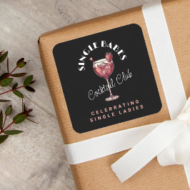 Adesivo Quadrado Noite das Garotas de Cocktail Preto Solteiras do D