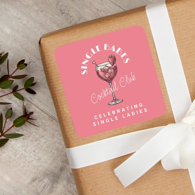 Adesivo Quadrado Noite das Garotas de Cocktail Rosa Single Babes (Criador carregado)