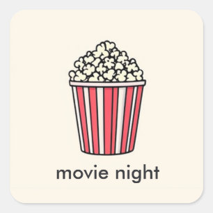 Adesivo Quadrado Noite de filme com pipoca