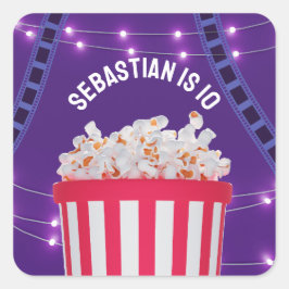Adesivo Quadrado Noite de Filme de Quintal de Balde Popcorn