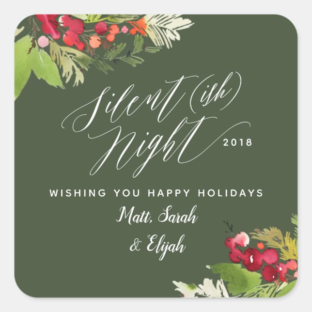 Adesivo Quadrado Noite de Natal em silêncio (ish) (Frente)