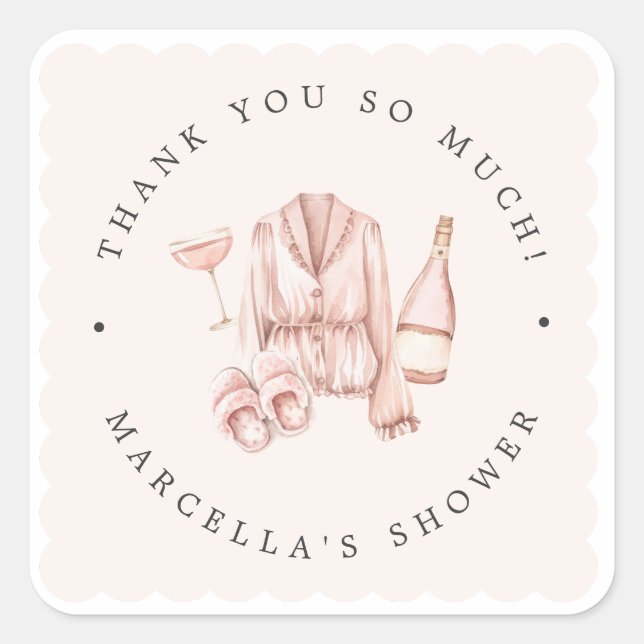 Adesivo Quadrado Noite de Pijamas e Prosecco para Noiva (Frente)