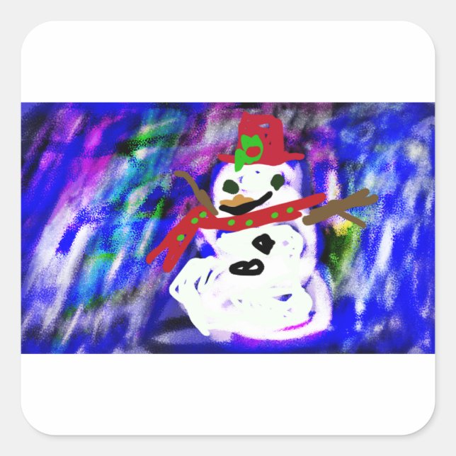 Adesivo Quadrado Noite de Snowman (Frente)