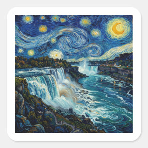 Adesivo Quadrado Noite Estrelada de Niagara Falls