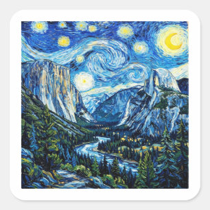 Adesivo Quadrado Noite Estrelada Parque Nacional de Yosemite