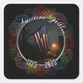 Adesivo Quadrado Noites de Cidade Bandeira Americana Espírito de 17