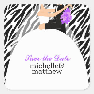Adesivo Quadrado Noiva e Casamento de Patterno de Zebra