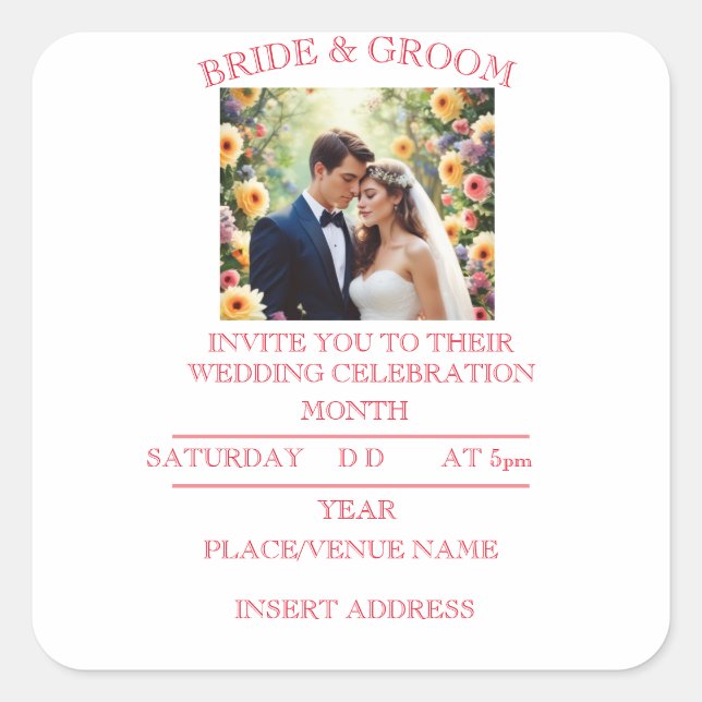 ADESIVO QUADRADO NOIVA E NOIVO (Frente)