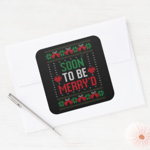 Adesivo Quadrado Noiva e Noivo Prestes a Casar Feliz Natal
