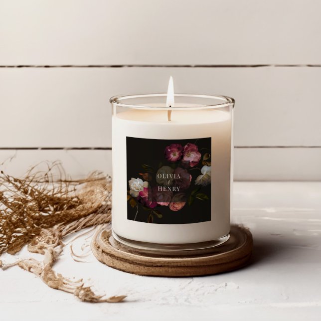 Adesivo Quadrado Noiva Floral Sombria Casamento Romântico Preto Bur (Criador carregado)