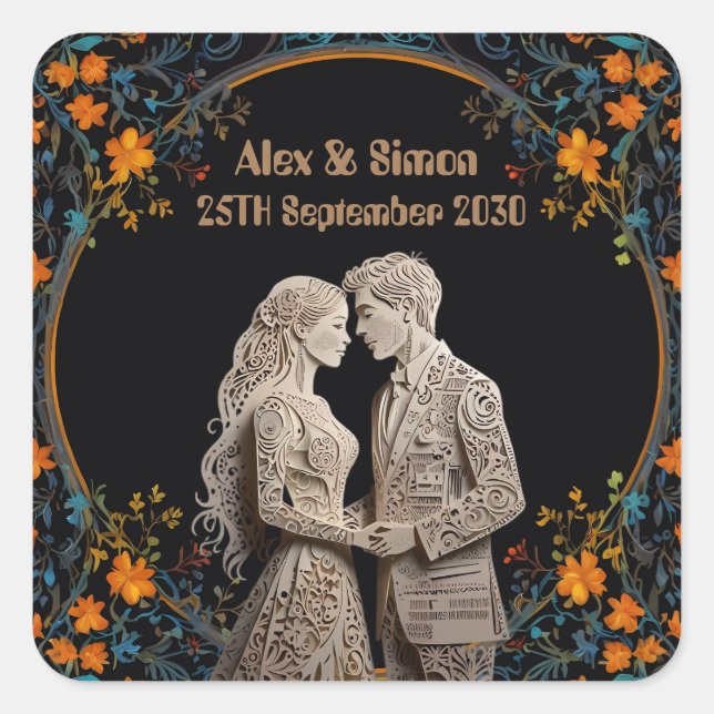 Adesivo Quadrado Noiva & Groom Royal Classic (Frente)