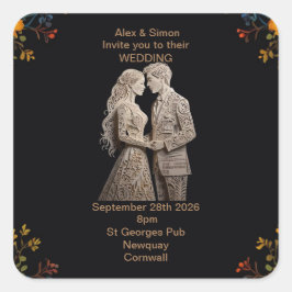 Adesivo Quadrado Noiva & Noivo Clássico Real