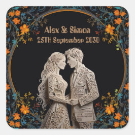 Adesivo Quadrado Noiva & Noivo Royal Clássico