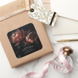 Adesivo Quadrado Noivado Florais Românticos Sombrios e Suntuosos