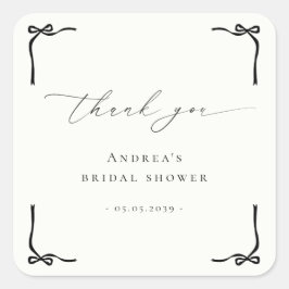 Adesivo Quadrado Noivado Laço Preto Agradecimento Noiva Festa