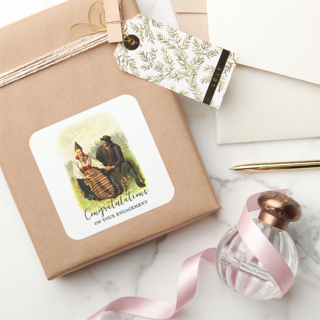 Adesivo Quadrado Noivado Tradicional Sueco da Dalecarlia (Presentear)