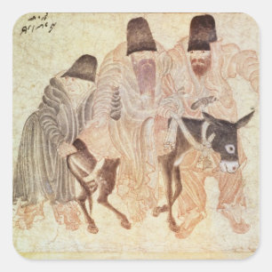 Adesivo Quadrado Nómadas do Mongolian com um asno, século XV