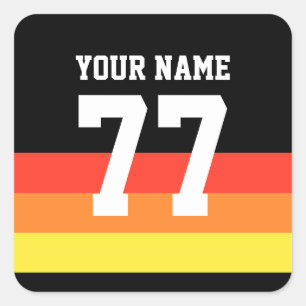 Adesivo Quadrado Nome 77 Sports Jersey Number Black Yellow