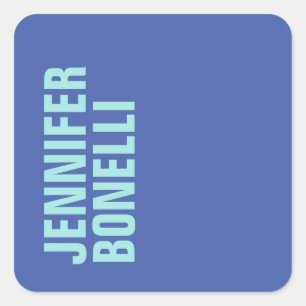 Adesivo Quadrado Nome azul mínimo profissional a negrito