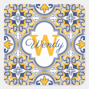 Adesivo Quadrado 💙 Nome 💛 + Azulejos iniciais