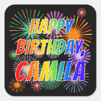 Nome "CAMILA", Diversão "FELIZ ANIVERSÁRIO"
