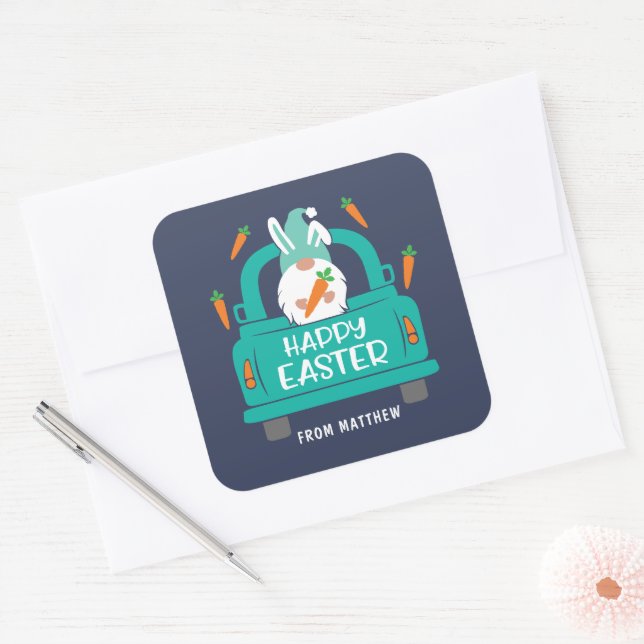 Adesivo Quadrado Nome Clássico do Caminhão Gnome Moderno do Gnomo d (Envelope)