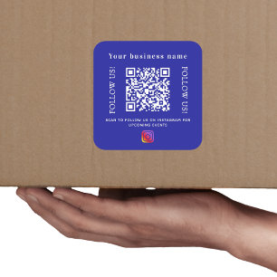 Adesivo Quadrado Nome comercial azul escuro qr code Instagram