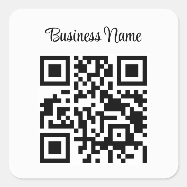 Adesivo Quadrado Nome Comercial Código Qr Minimalista (Frente)