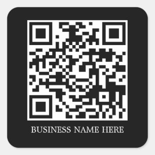 Adesivo Quadrado Nome comercial do código QR preto simples, moderno