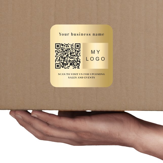Adesivo Quadrado Nome comercial logótipo gold qr (Criador carregado)