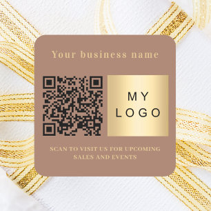 Adesivo Quadrado Nome comercial mocca Brown logótipo qr
