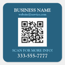 Adesivo Quadrado Nome comercial Promo, Código QR, Azul oceânico e b