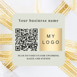 Adesivo Quadrado Nome comercial Sage Logotipo verde Qr