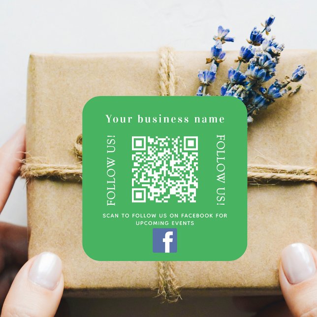 Adesivo Quadrado Nome comercial verde qr code Facebook (Criador carregado)