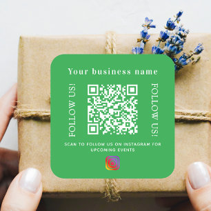 Adesivo Quadrado Nome comercial verde qr code Instagram