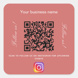 Adesivo Quadrado Nome comercial vermelho marrom qr código instagram