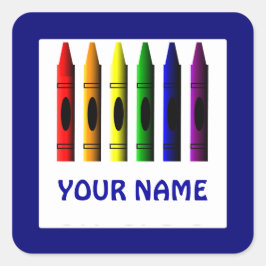 Adesivo Quadrado Nome Crayons - Modelo Blue Crayon Sticker