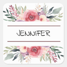 Nome da Borda Floral da Flor da Pastel Watercolor