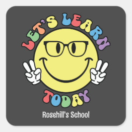 Adesivo Quadrado Nome da escola personalizada Retroceder na escola