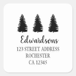 Adesivo Quadrado Nome da família de pinheiros negros modernos ender