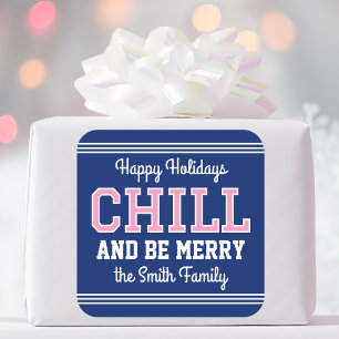 Adesivo Quadrado Nome da família Feriados Felizes Marinho Retrodive