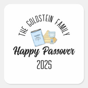 Adesivo Quadrado Nome da Família Personalizada da Passover